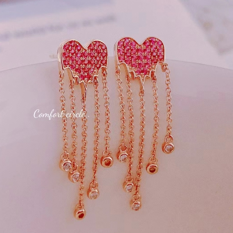 Dearadh Nua Pink Sapphire Tassel 18k Bronntanas Uarring Óir do Chailín