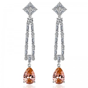 Púdar Solomon 5 Carat Ditid Uisce Diamond Carbóin Ard 10*14 Earrings Tassel Fada
