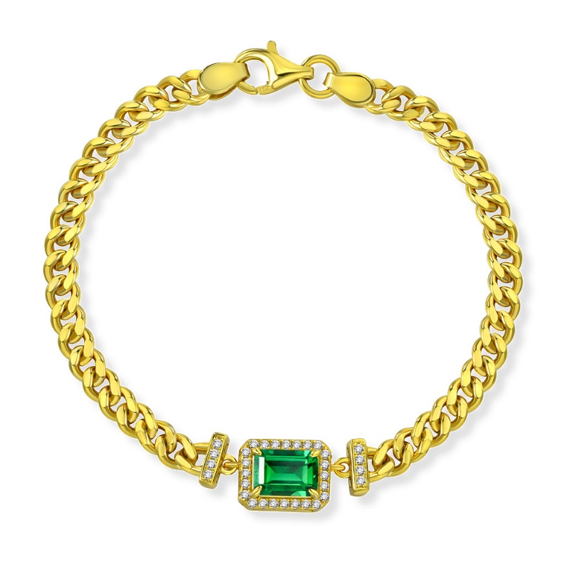 2022 Emerald Emeraldnua 1ctnua 5*7 Bracelet Chúba Eorpach agus jewelry retro Mheiriceá